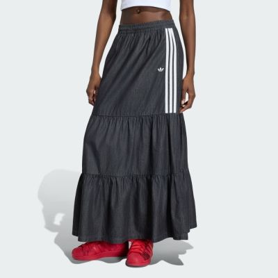 Adidas 愛迪達 Denim Skirt KY8114 女 牛仔布長裙 黑 亞版
