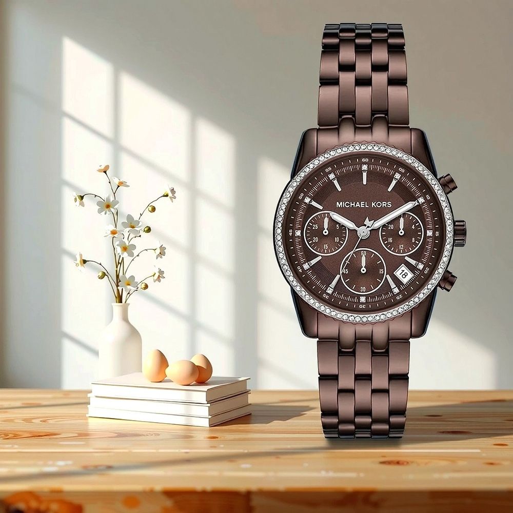 Michael Kors MK Bryant 晶鑽三眼計時女錶七夕寵愛季送禮推薦-35mm 