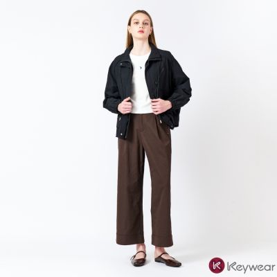 KeyWear奇威名品 網路獨家漫步城市寬版長褲(共4色)-深咖啡色