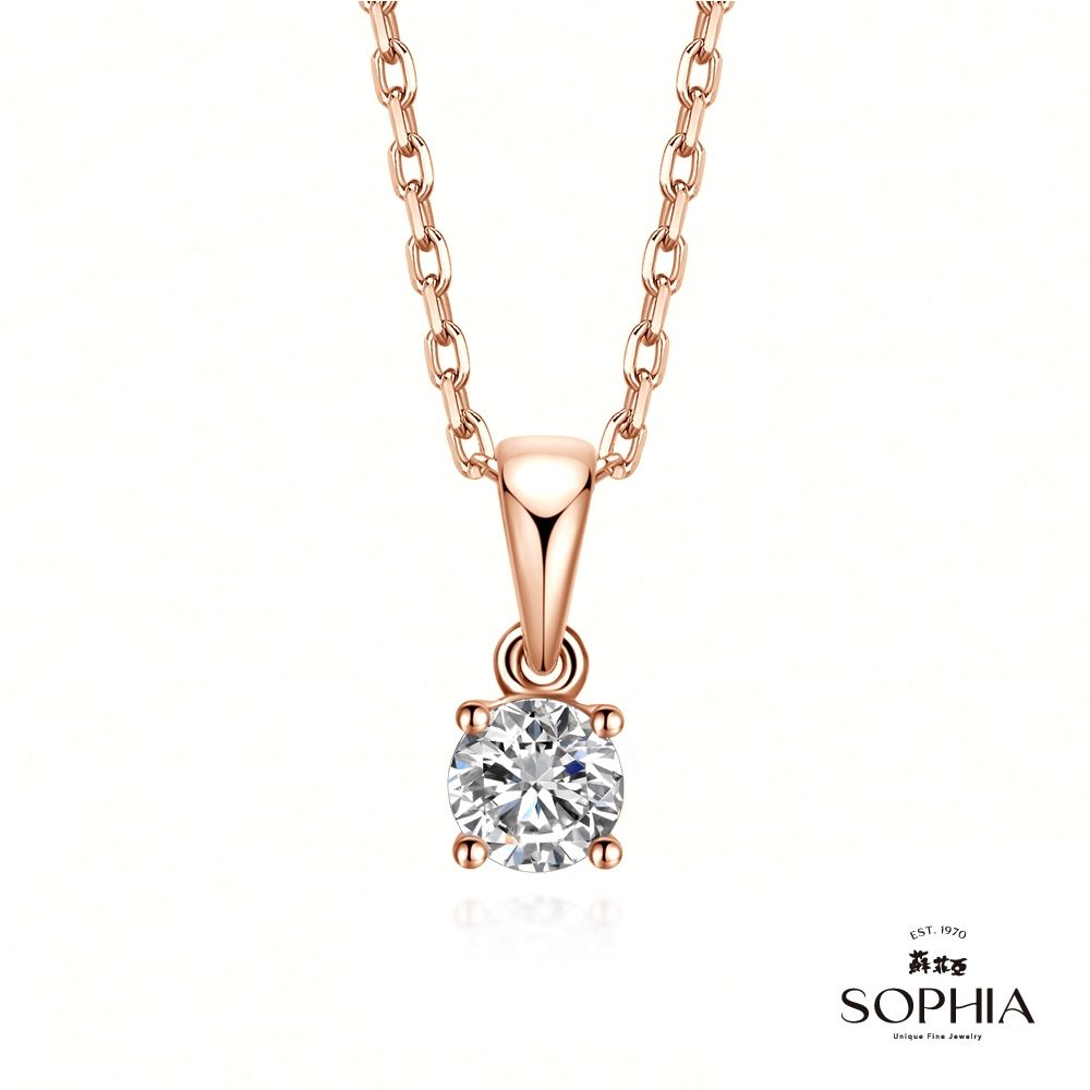 SOPHIA 蘇菲亞珠寶 - 經典四爪 8分 14K玫瑰金 鑽石項墜