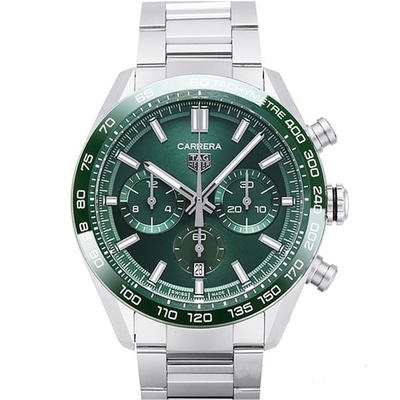 TAG HEUER 豪雅 CARRERA 系列機械計時鏈帶款(CBN2A1N.BA0643) x綠x44mm