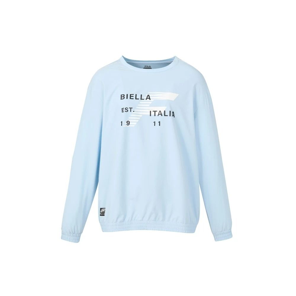 【FILA】男長袖圓領T恤-水藍 1TEA-5310-SB