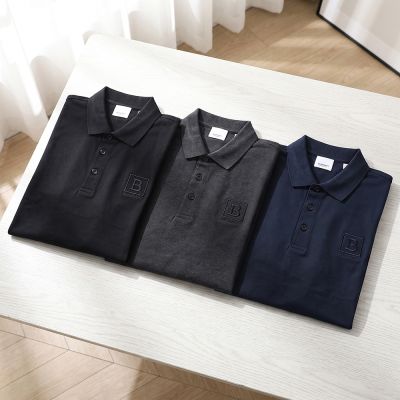 BURBERRY 純棉左胸繡字長袖POLO衫(男款/多色)