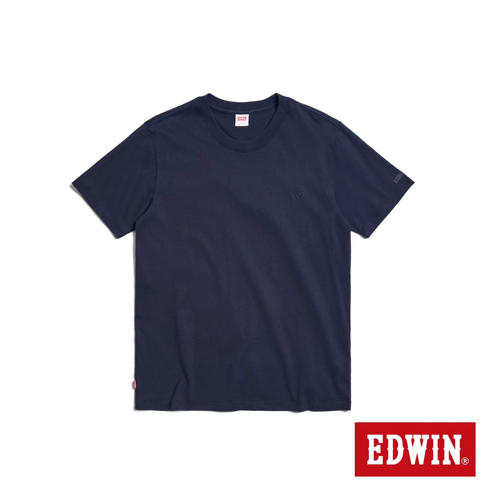 EDWIN 男裝 精緻素色短袖T恤-丈青色