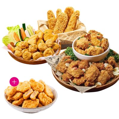 紅龍 經典明星炸物6入組贈雞塊2包(350-500g/包.雞塊.脆薯.雞柳條.鹹酥雞.無骨酥肉)