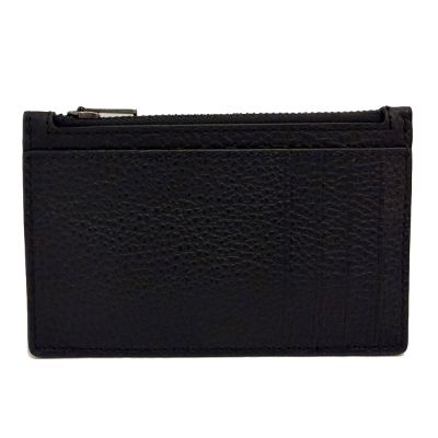 COACH 男款素面牛皮名片信用卡多卡夾零錢包(黑)
