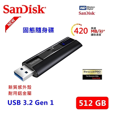 SanDisk Extreme PRO 512G USB 3.2 固態隨身碟