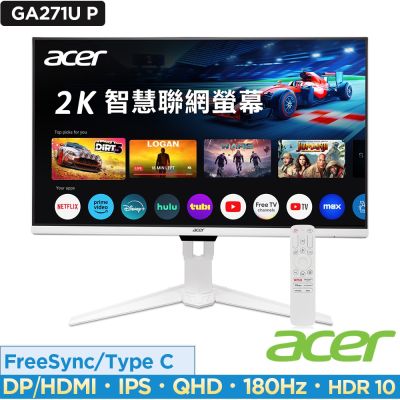 Acer 宏碁 Nitro GA271U P 27吋180Hz IPS 2K智慧聯網電競螢幕 AMD FreeSync