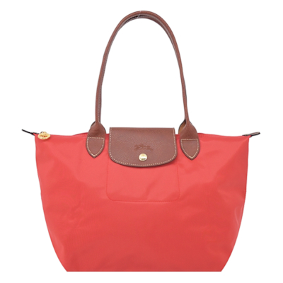 LONGCHAMP LE PLIAGE系列長把再生尼龍摺疊水餃包(中/番茄紅)