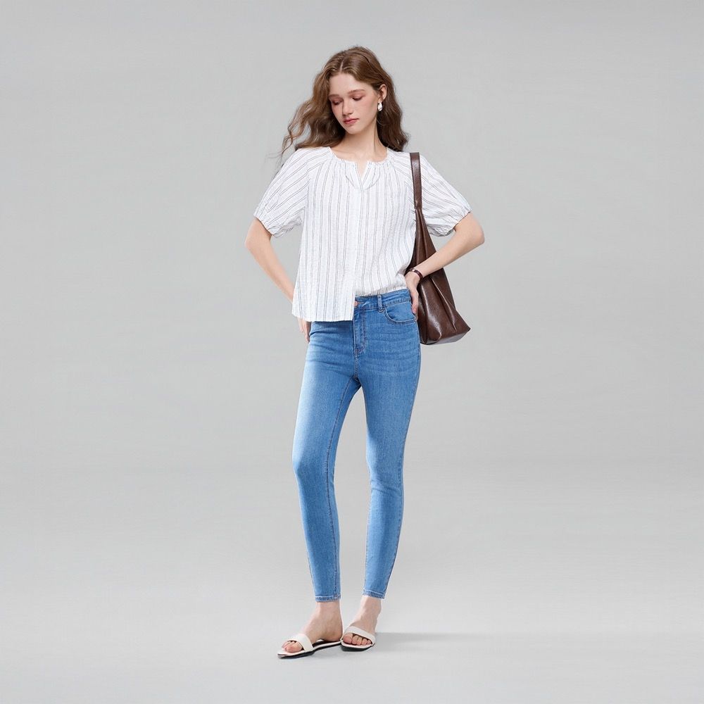 GIORDANO 女裝高彈力緊身牛仔褲【雙色任選】 (83 中藍)