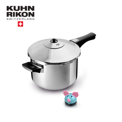 【瑞康屋Kuhn Rikon】瑞士壓力鍋單柄3.5L+粉彩豬計時器