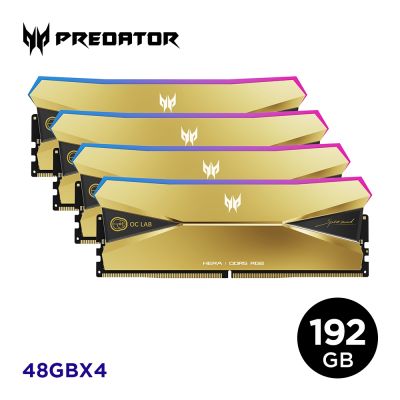 宏碁 Acer Predator Hera OC Lab RGB 192GB(四通48GB*4)DDR5 6000金/CL28【AMD 超頻優化】