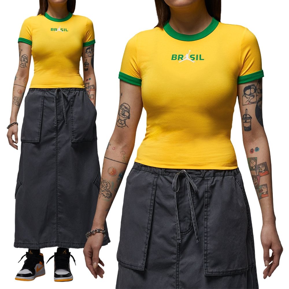 Nike As W J Ss Retro Gfx Crew P6 短袖女款黃綠色巴西T恤IF3927-741