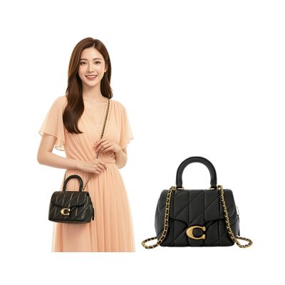 COACH TABBY 黑色衍縫翻蓋手提/斜背包