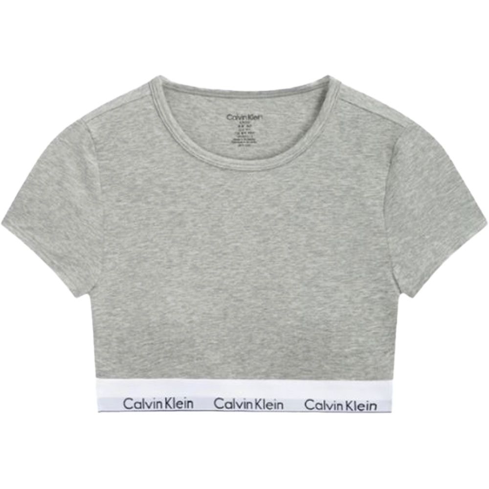 Calvin Klein Cotton 女內衣 女短袖 棉質休閒短版上衣 CK運動T恤-兩色 任選 (灰色系)