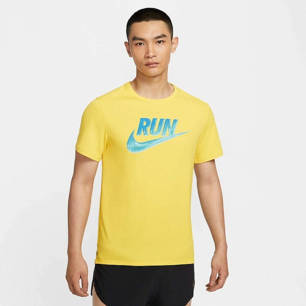 NIKE 短袖上衣男訓練慢跑AS M NK RUN ENERGY MILER SS TO 黃HJ3565-718