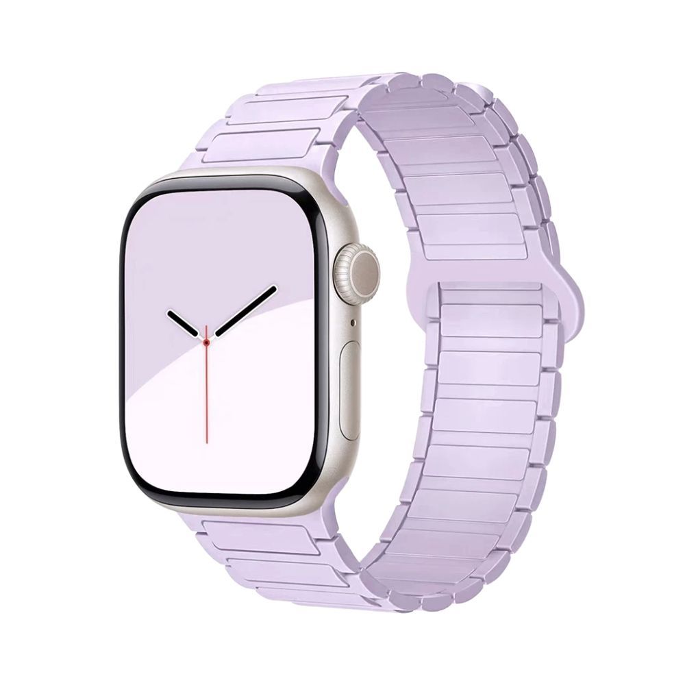 【Phonemo】Apple Watch 磁吸矽膠回環錶帶 透氣親膚液態矽膠 潮流多色可選 38-49mm 通用 (流光紫)