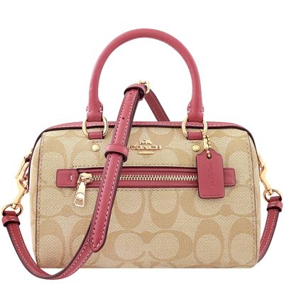 COACH 玫瑰色大C PVC迷你款手提/斜背兩用包