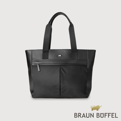 【BRAUN BUFFEL 德國小金牛】台灣總代理 雷諾瓦-TW1 托特包-黑色/BF707-57-BK