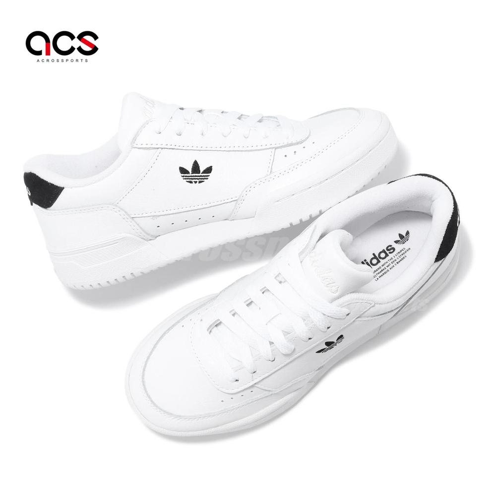 adidas 休閒鞋Court Super W 女鞋白黑皮革三葉草小白鞋愛迪達IE8081