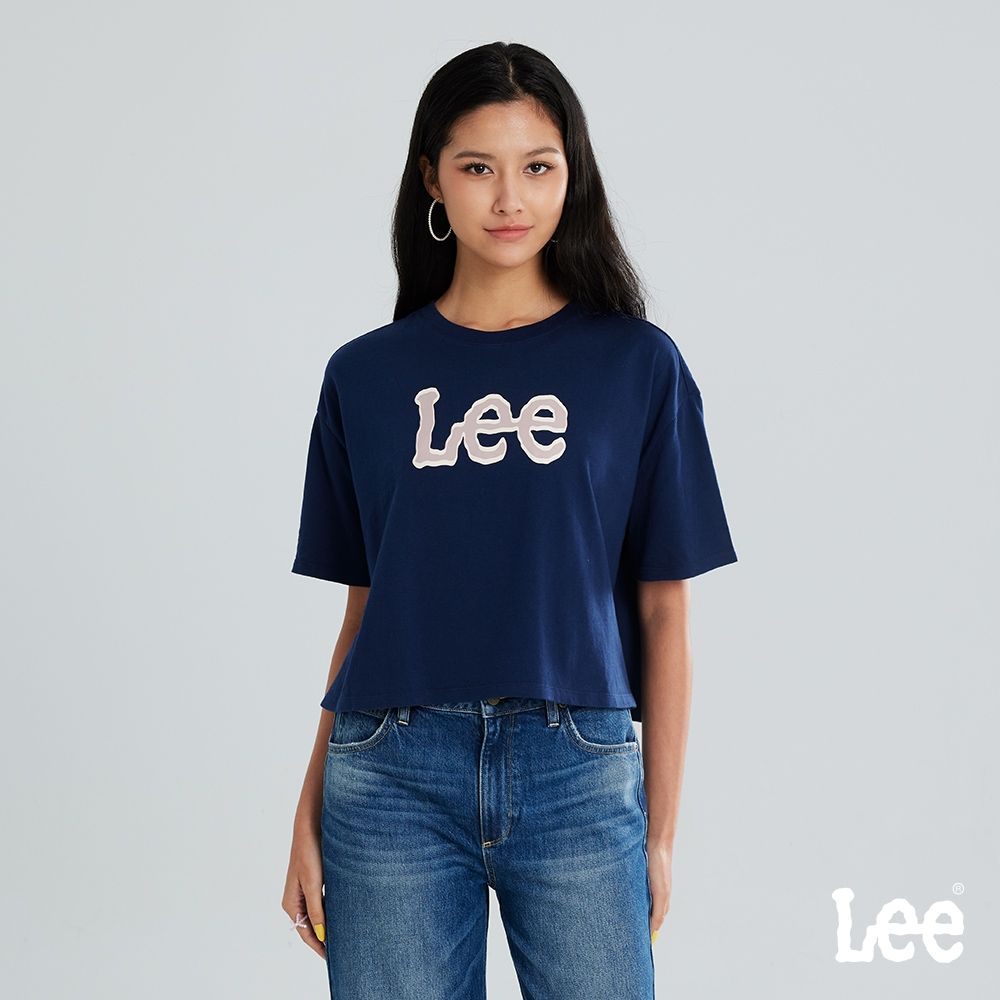 Lee 女款 101+ 中腰標準直筒牛仔褲 中藍洗水 LB617135843