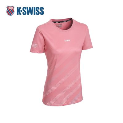 K-SWISS 排汗T恤 26SS PF TEE 8 W 吸濕排汗 短上衣 女短袖上衣 粉紅色 1913707-699