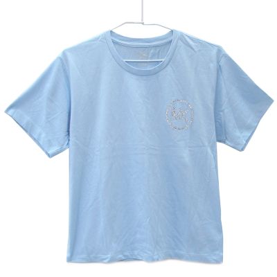 MICHAEL KORS 水鑽圓標100%有機純棉短袖上衣(濱海藍)