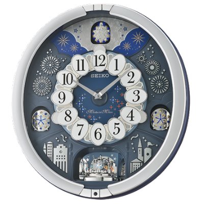 SEIKO 日本精工 舞動數字 音樂報時掛鐘(QXM379S)銀/44X40cm
