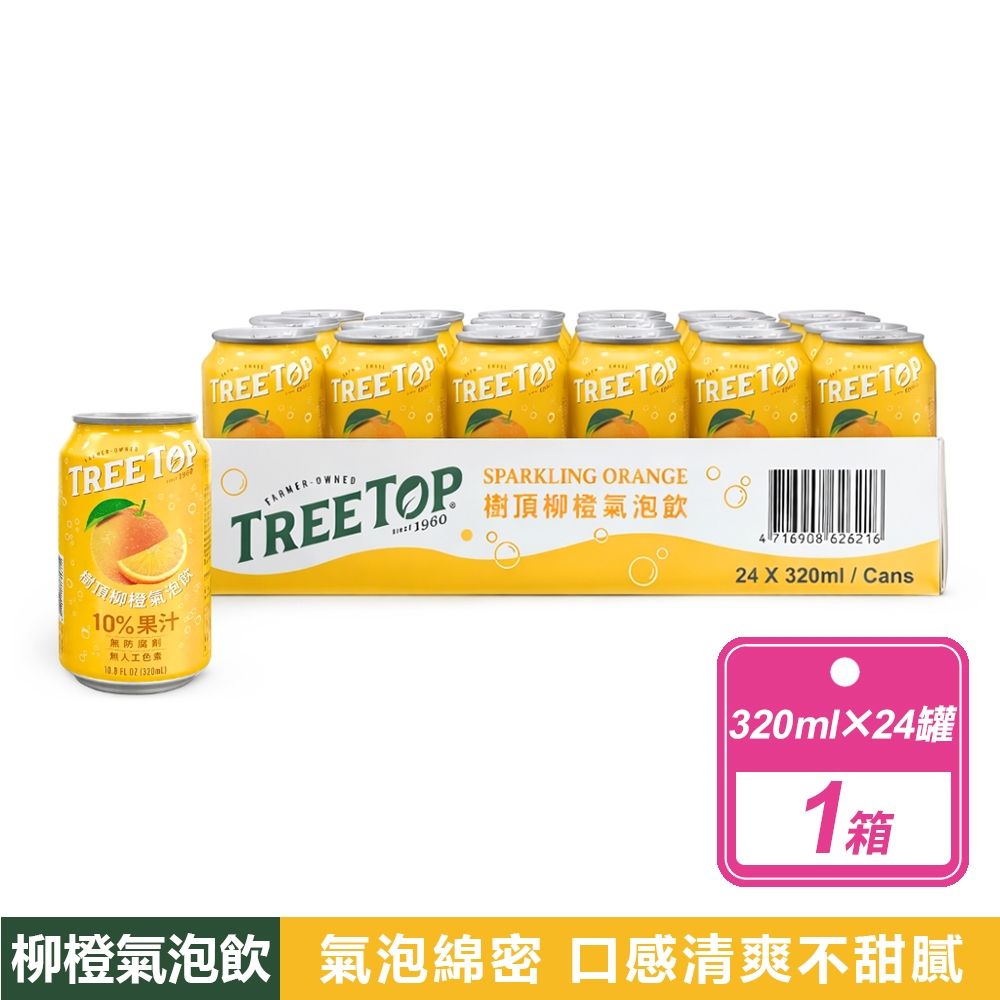 【Tree Top 樹頂】柳橙氣泡飲 (320毫升X24入/箱)