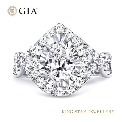 King Star GIA 一克拉 Dcolor PT950鉑金台 天然鑽石戒指 雅典水滴(梨形天然鑽石)