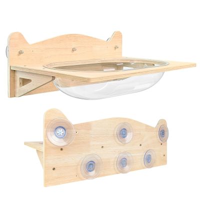 貓本屋 吸盤/釘牆兩用 升級款加大橢圓太空艙實木貓跳台貓窩