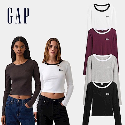 【GAP】羅紋短版Gap LogoT恤-多色組(915080&914583)