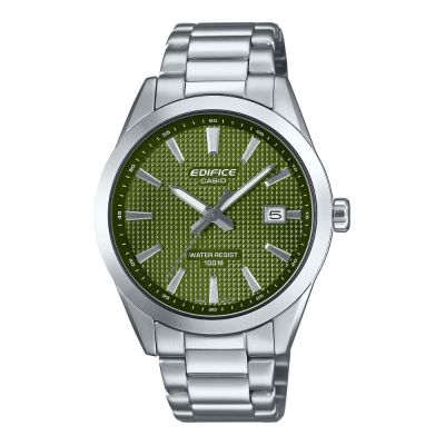CASIO 卡西歐 EDIFICE 精緻巴黎釘紋 經典綠 時尚俐落 日期顯示窗 EFV-160D-3A 40mm