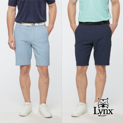 【Lynx Golf】 男款日本進口布料吸濕快乾經典泡泡布短褲(二色)