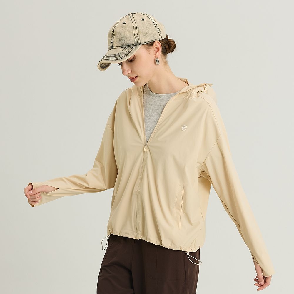 元動力 冰絲連帽原紗防曬外套(三色；S-XL) (杏)