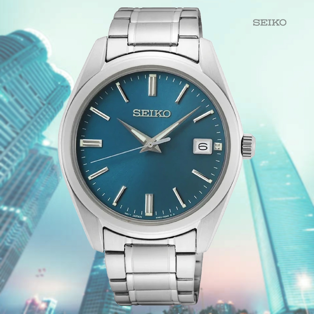 SEIKO 精工 CS系列 現代簡約 時尚紳士石英錶-湖水藍40mm SUR525P1/6N52-00A0U 送禮 禮物推薦_SK028