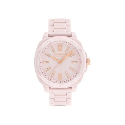 COACH 官方授權 紐約 粉陶瓷晶鑽錶-女錶(CO14504408)38mm