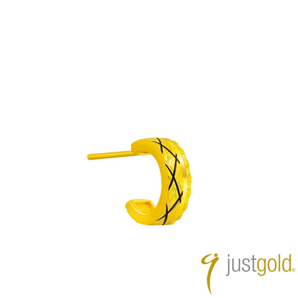 【Just Gold 鎮金店】稜合 TrioLink -映絆 黃金單耳耳環