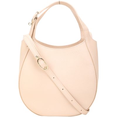 LONGCHAMP Le Foulonne S 荔紋牛皮半月手提/斜背兩用包(奶油粉)