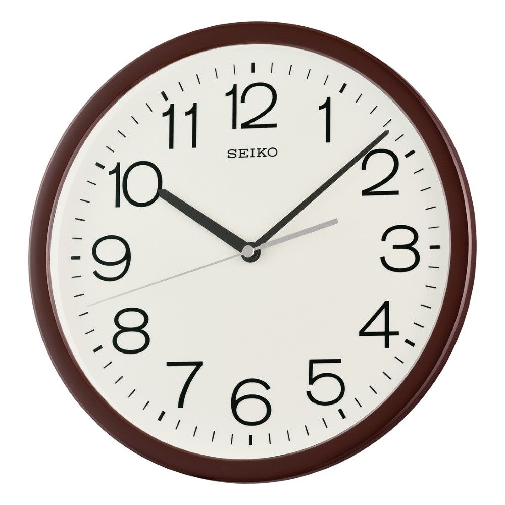 釣鐘 SEIKO 日本精工滑動式秒針靜音掛鐘(QXA847B)咖啡框/31.1cm | SEIKO