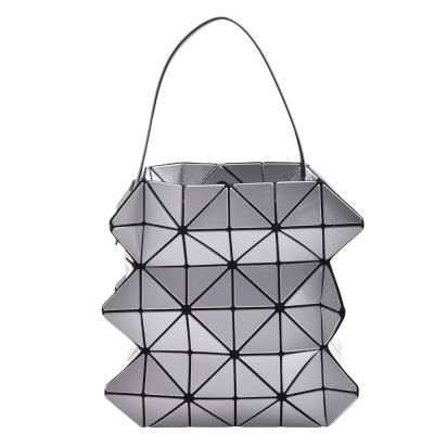 ISSEY MIYAKE 三宅一生 BAOBAO立體亮面幾何方格手拿包(S-灰白)