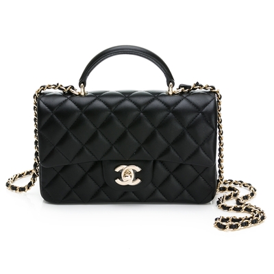 CHANEL香奈兒 CHANEL 香奈兒 COCO HANDLE MINI 手把斜背口蓋包 (黑)