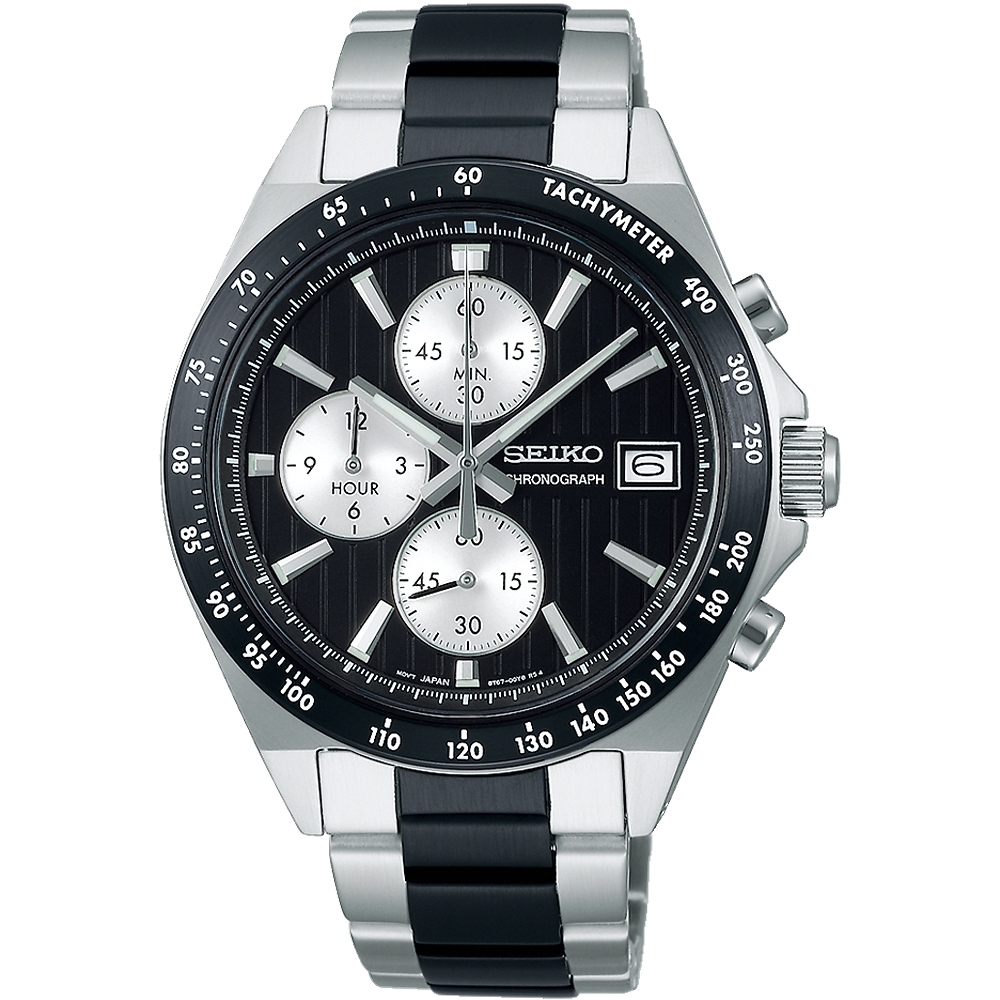SEIKO 精工 CS系列 條紋面錶盤賽車計時腕錶-41mm (8T67-00Y0D/SBTR043J) ˍSK040