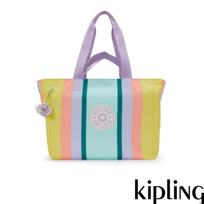 Kipling 彩色條紋手提肩背托特包-NAOMI
