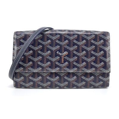 GOYARD Varenne 經典LOGO防水帆布翻蓋WOC斜背包-海軍藍