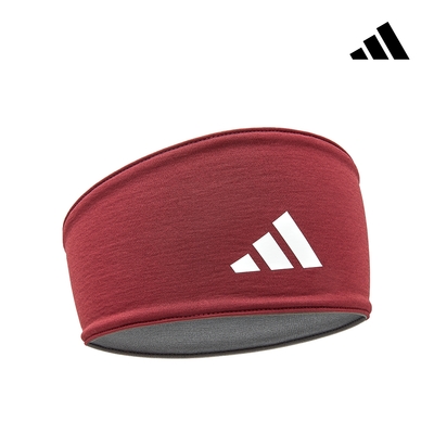 adidas 愛迪達 雙面高彈性吸汗頭帶 (煙燻紅)