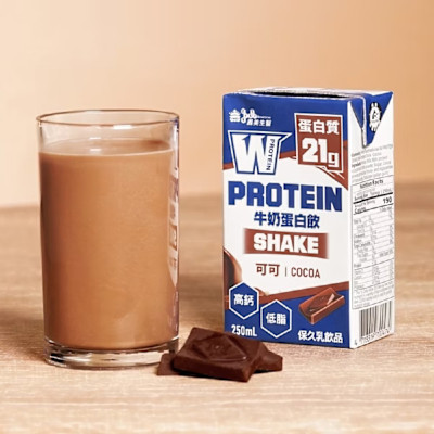【義美生醫】W PROTEIN SHAKE 牛奶蛋白飲(保久乳)-可可 250mL*6瓶/封x3
