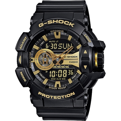 CASIO卡西歐 G-SHOCK 金屬系雙顯手錶 寵媽有禮 送禮首選-經典黑金 GA-400GB-1A9