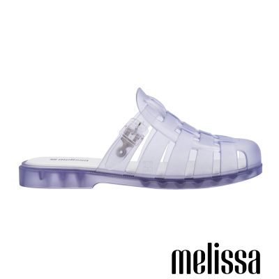 Melissa-編織圓頭平底穆勒鞋-透明
