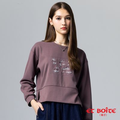 BLUE WAY ET BOiTE 箱子 – 立體幾何貼布繡太空棉長TEE(紫)